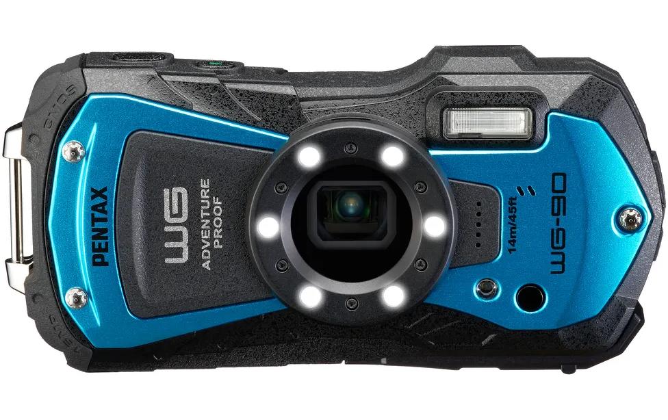 Fotokamera WG-90 Blau<br>Digitale Kompaktkamera für harte Einsätze: Unter Wasser, in Beruf, Sport oder in der Freizeit