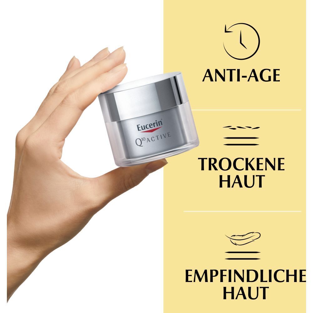 Eucerin Q10 Active Nachtpflege – Anti-Falten Nachtcreme für empfindliche Haut mit hauteigenem, hochwirksamem Coenzym Q10