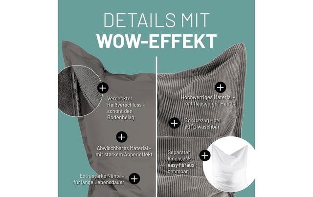 Lumaland Sitzsack »+ Cordhülle 380 l« 3 Stk. tlg.