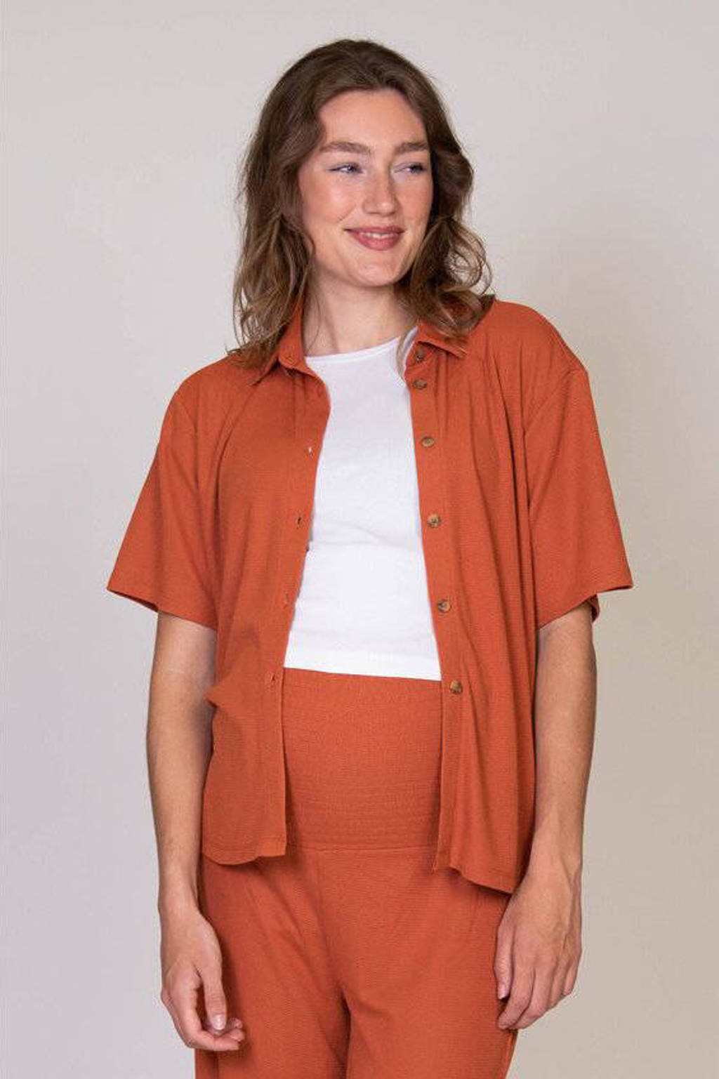LOVE2WAIT zwangerschaps- en voedingsblouse Siena oranje