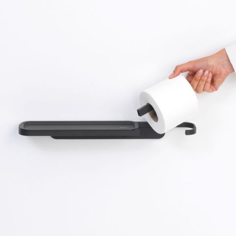 MindSet toiletrolhouder met plankje Mineral Infinite Grey