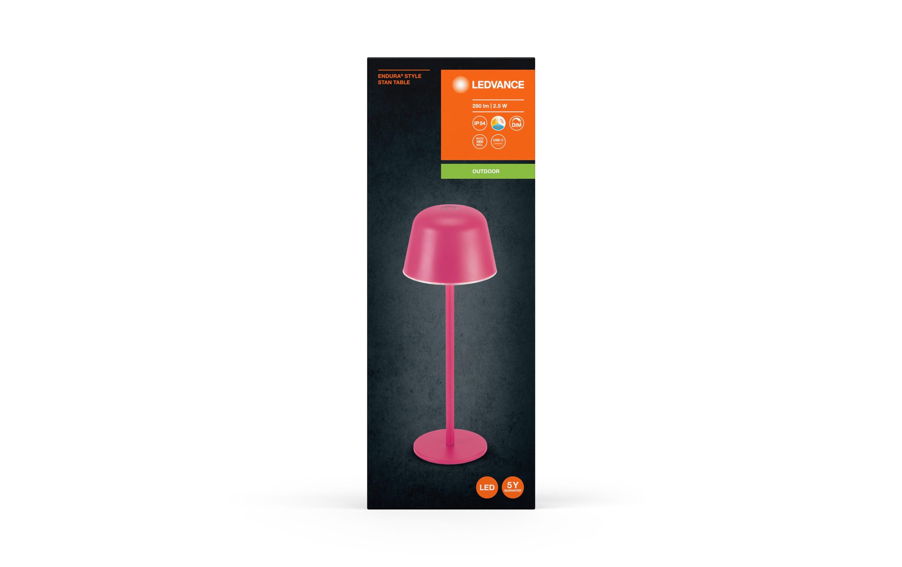 Endura Style Table CCT USB MagentaTragbare akkubetriebene Tischleuchte