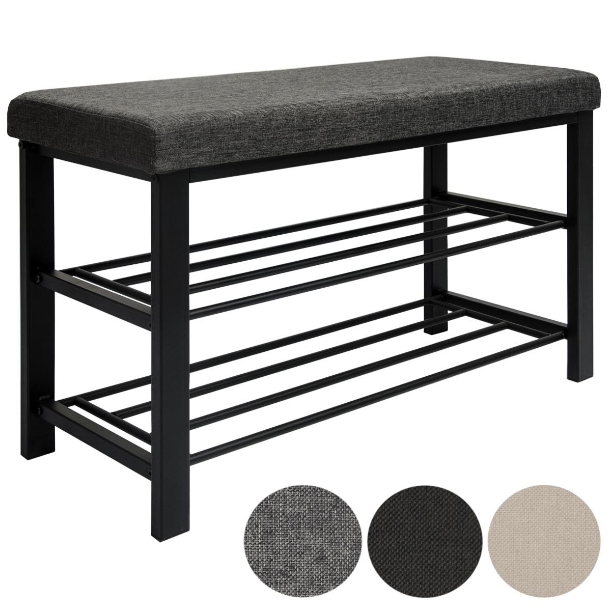 Schuhregal mit Sitzbank aus Metall 81x32x46 cm Schuhbank