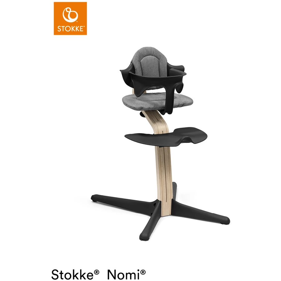 STOKKE® Nomi® Hochstuhl Buche natur  schwarz + gratis Baby Set schwarz