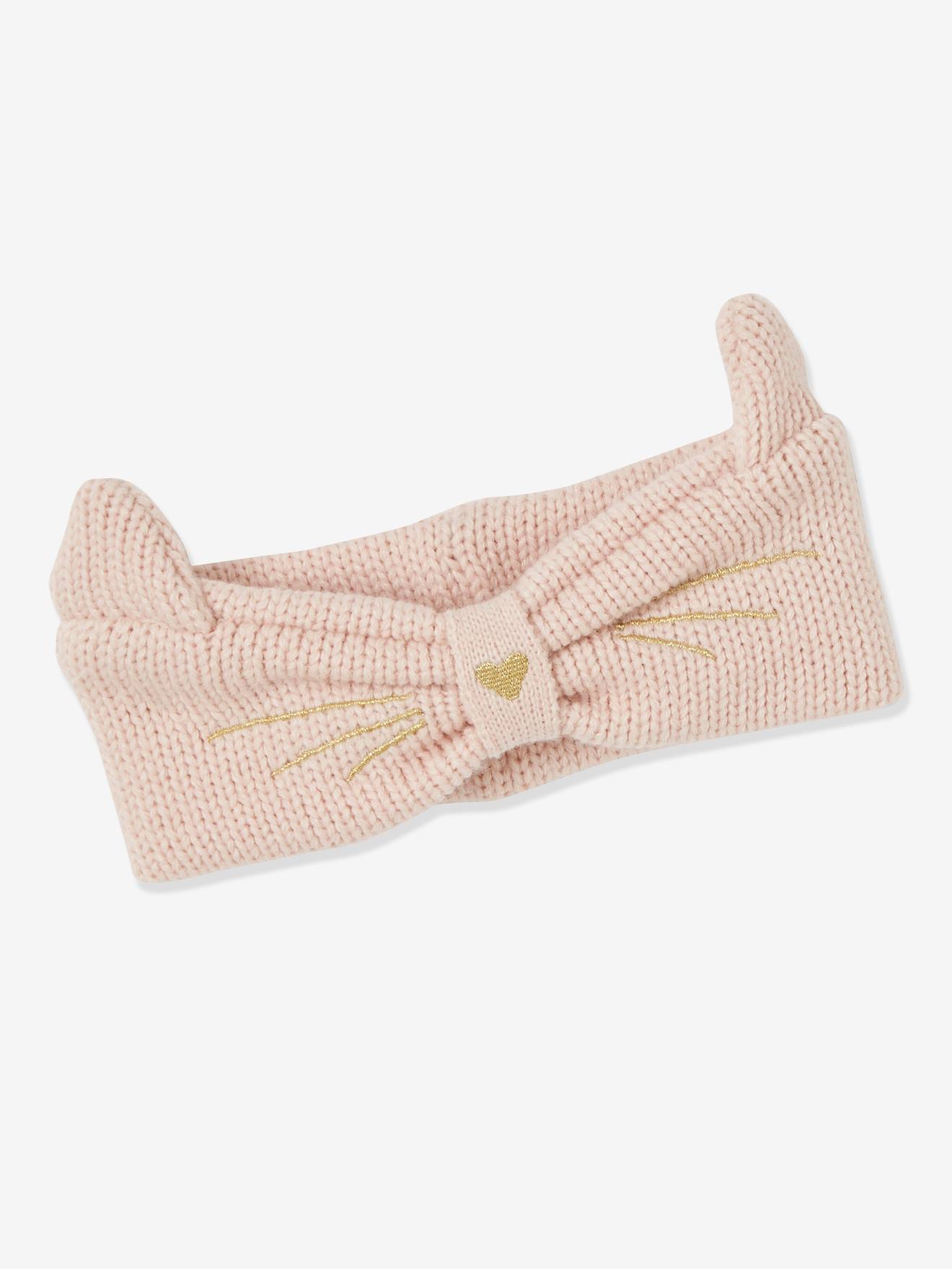 Faixa de cabelo lisa rosa claro para gatos com motivos.