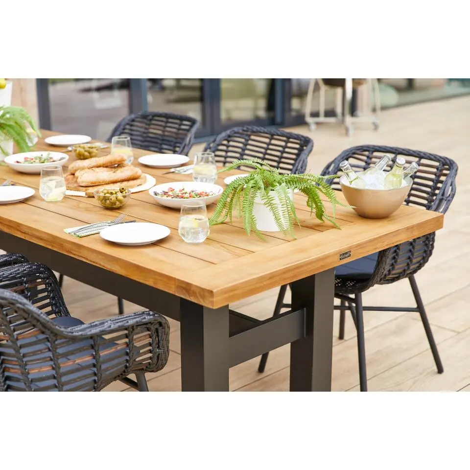 Hartman Heron dining tuintafel 240x100 cm. - Zwart/Teak