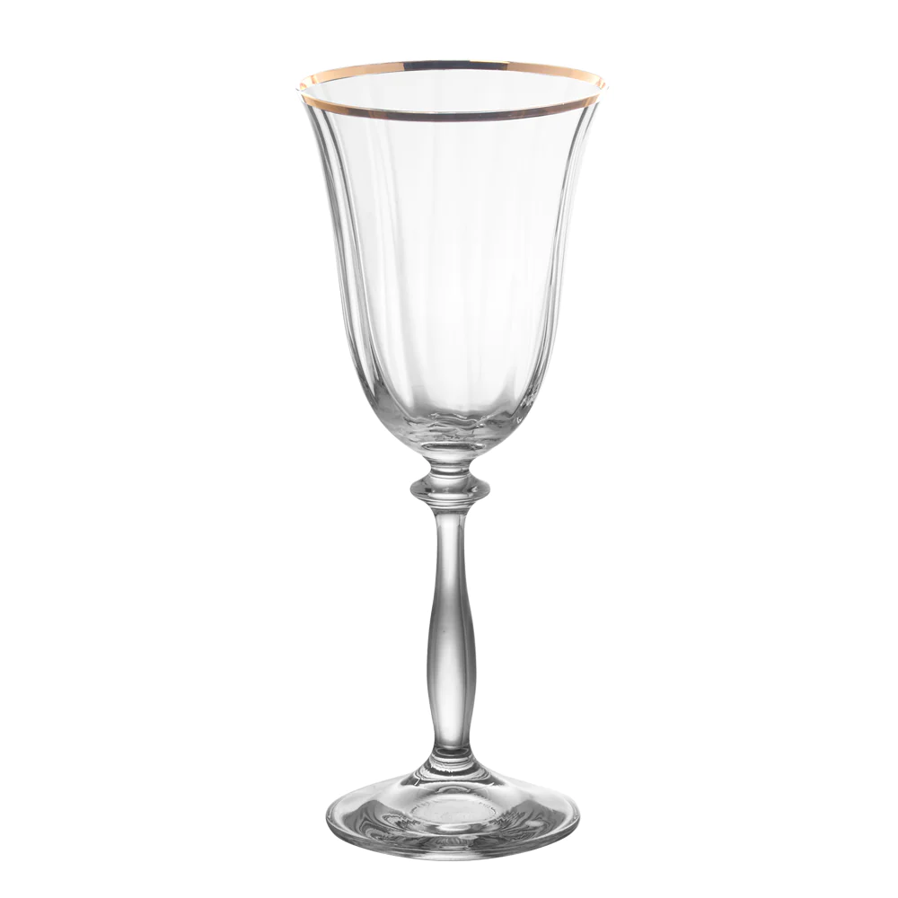 Boîte de 6 verres à pied Angela filet or Table passion