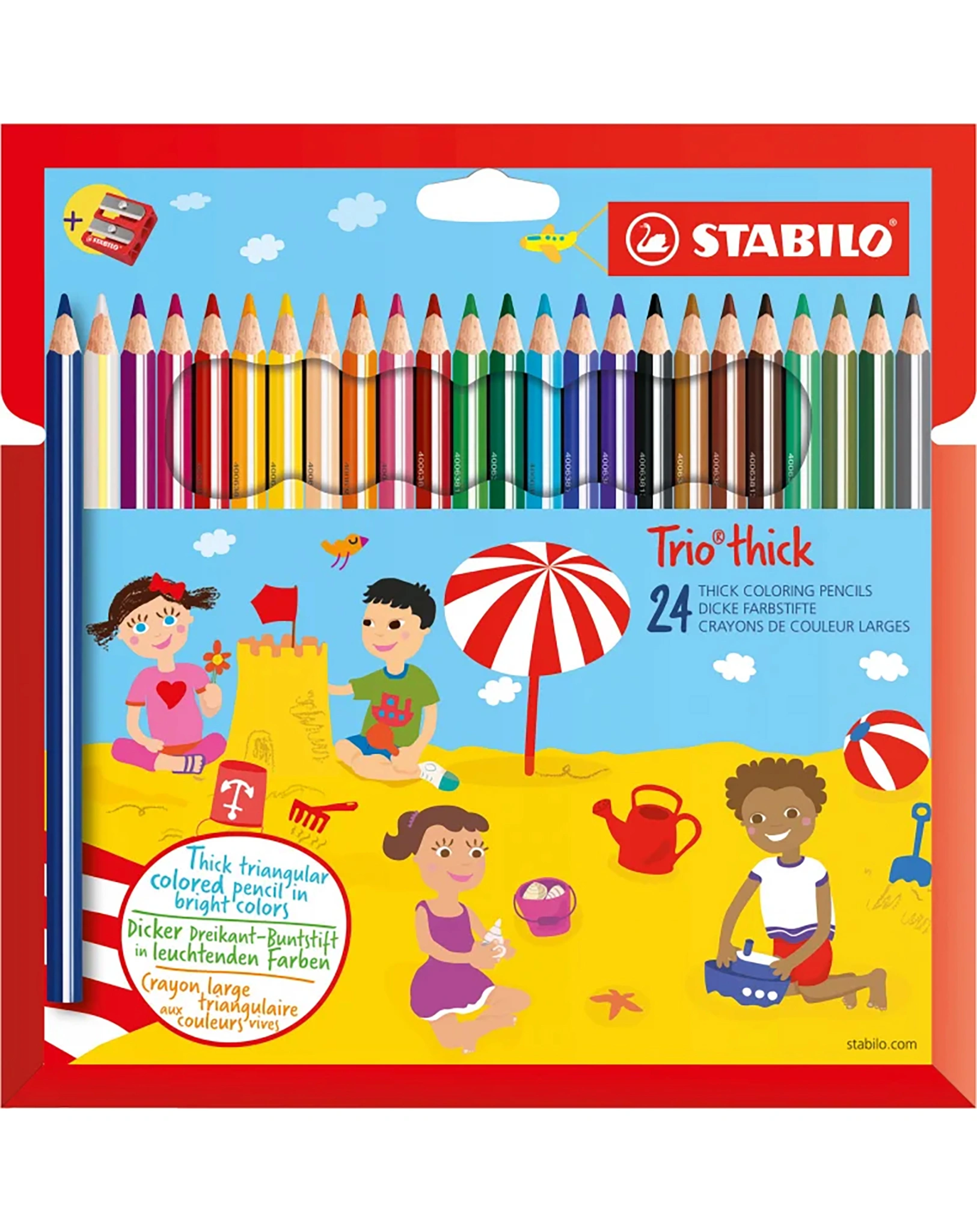 Dreikant-Buntstift STABILO® Trio dick 24er-Pack mit Spitzer