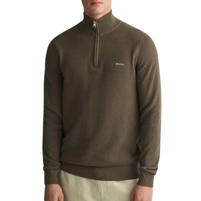 Gant Pique Half Zip Sweater Heren