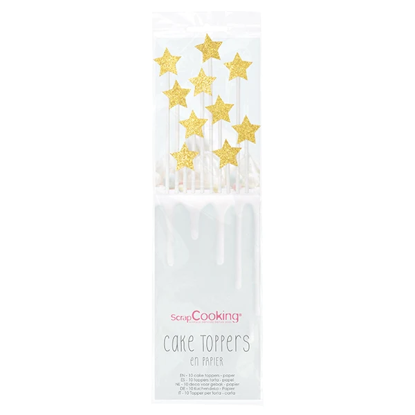 Cake toppers étoiles dorées Scrapcooking
