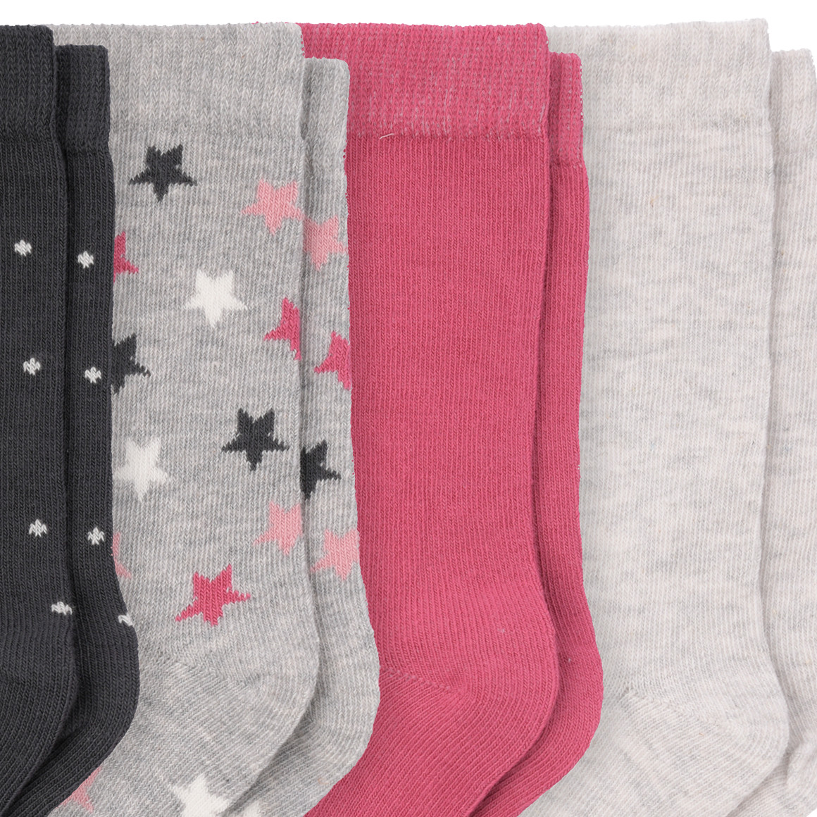 Topolino 5 Paar Mädchen Socken im Set grau / rosa