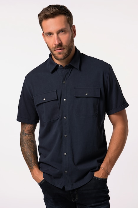 Jersey-Hemd, Halbarm, Kent-Kragen, Modern Fit