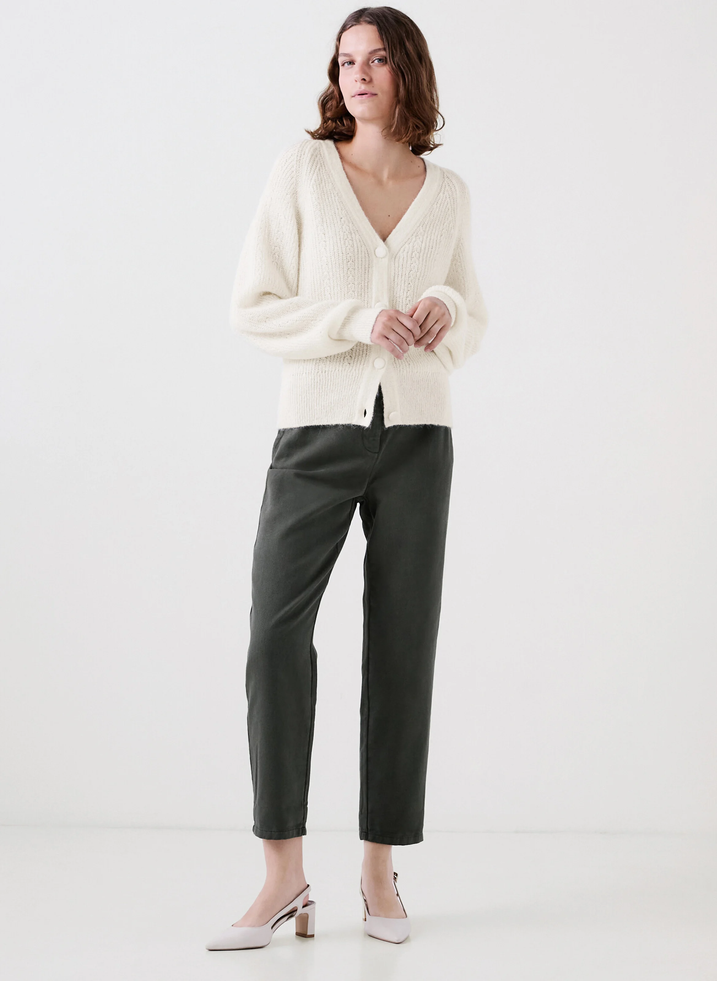 MLAMAR - Gilet droit en maille | Blanc