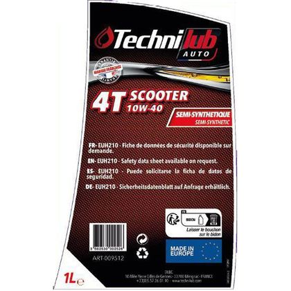 Huile moteur Technilub 4T SCOOTER 10W-40 1L PIPETTE Universel