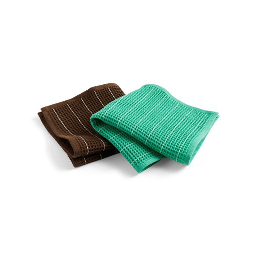HAY Canteen 2-pak Karklud, Chocolate And Green Pinstripe