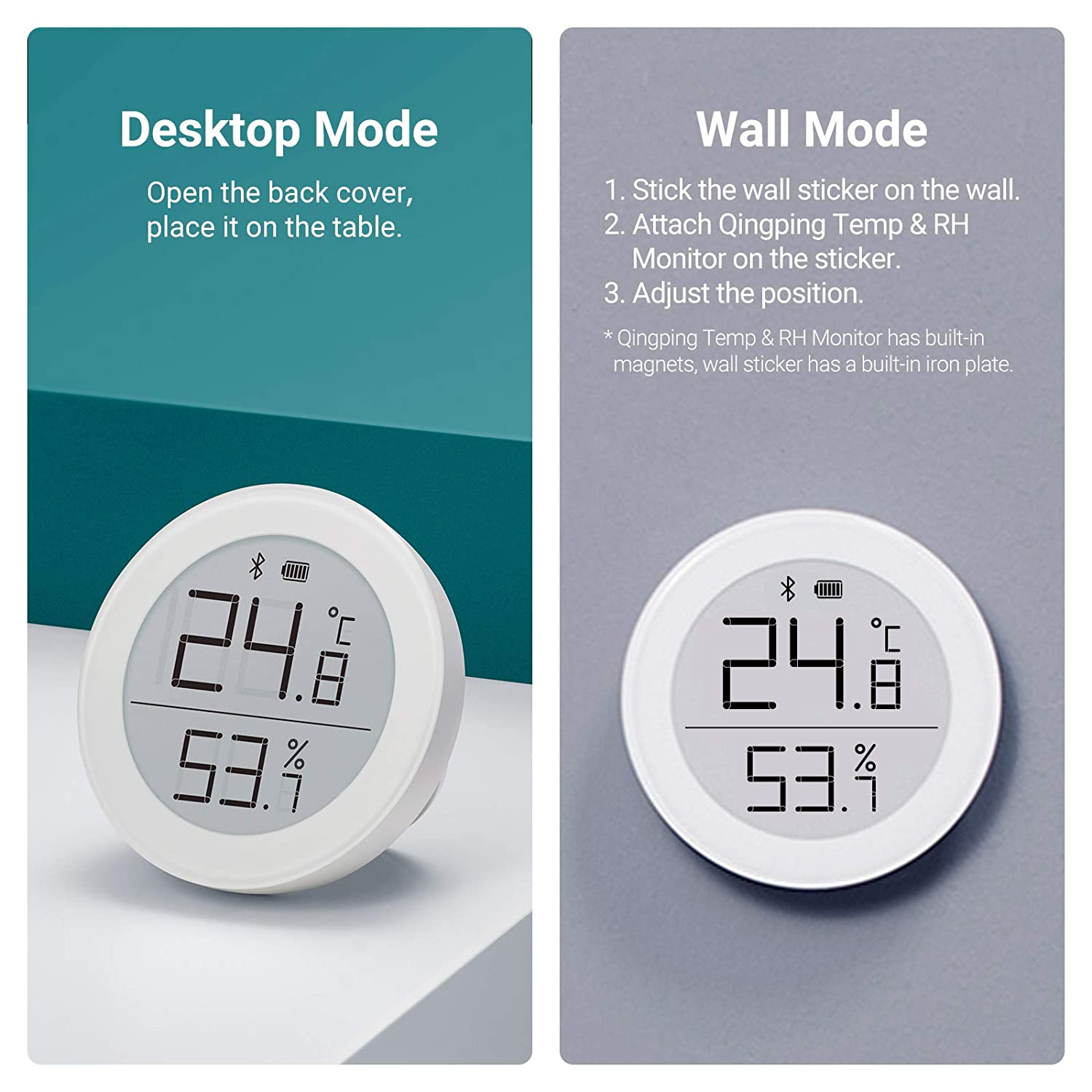 Qingping (by Xiaomi*) - Mini Bluetooth 5.0 Thermometer Hygrometer für Android - Weiss