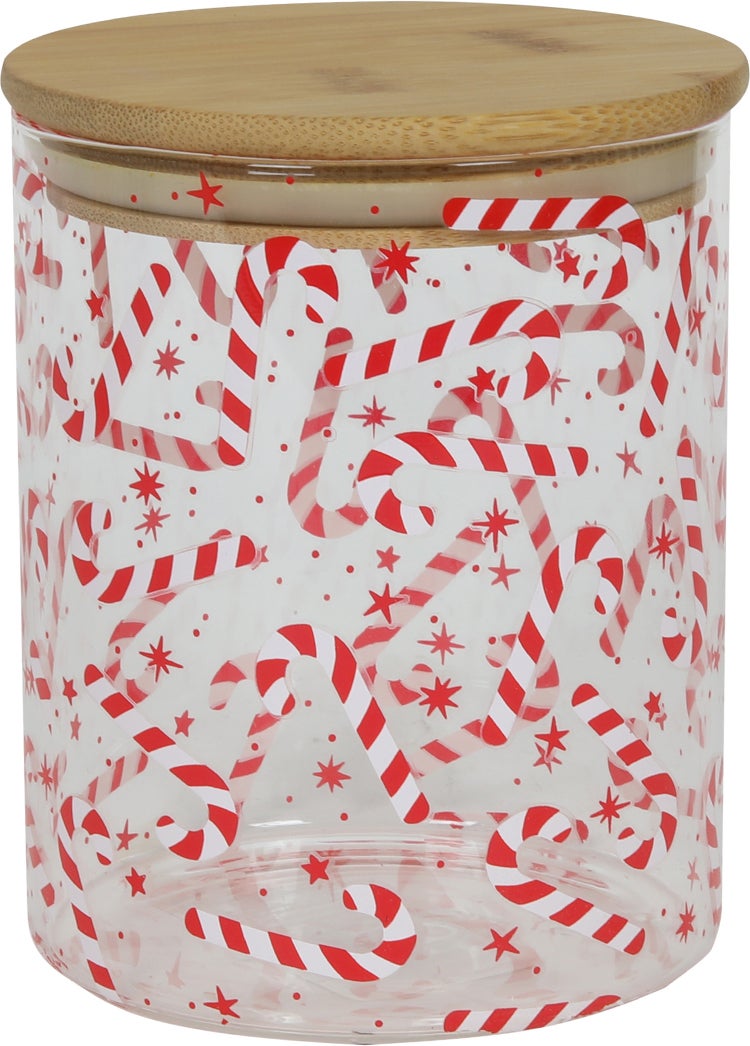 Voorraadpot Candycane met deksel rood / wit D 10 H 13 cm