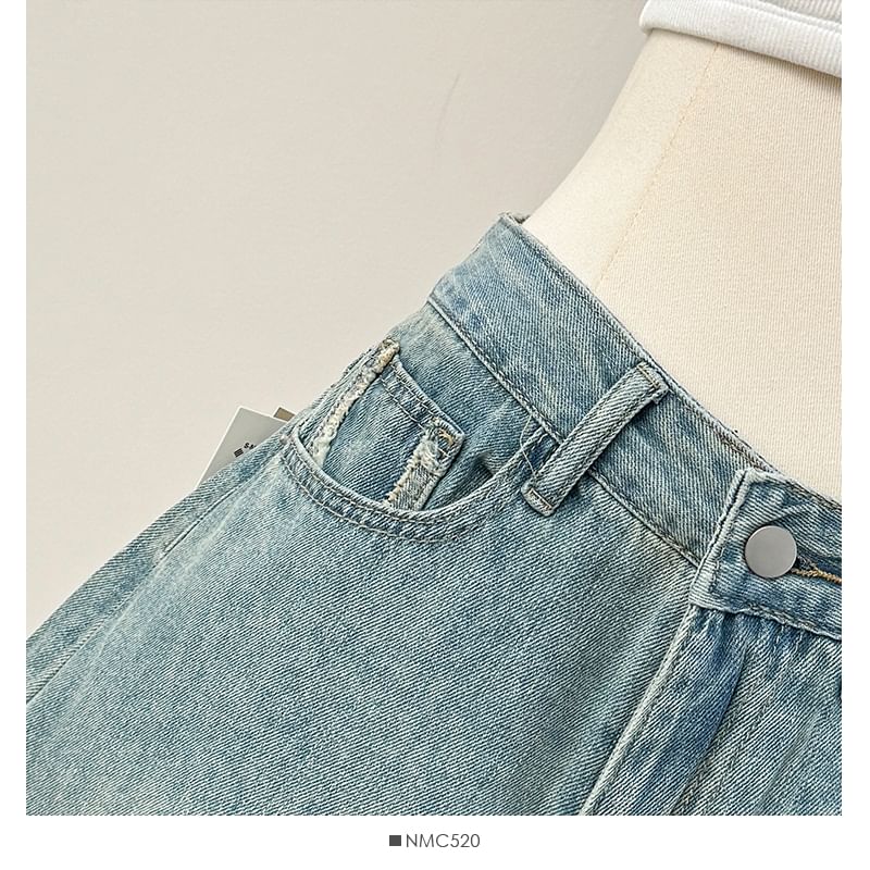 Lemongrass - Gewassen denim shorts met hoge taille