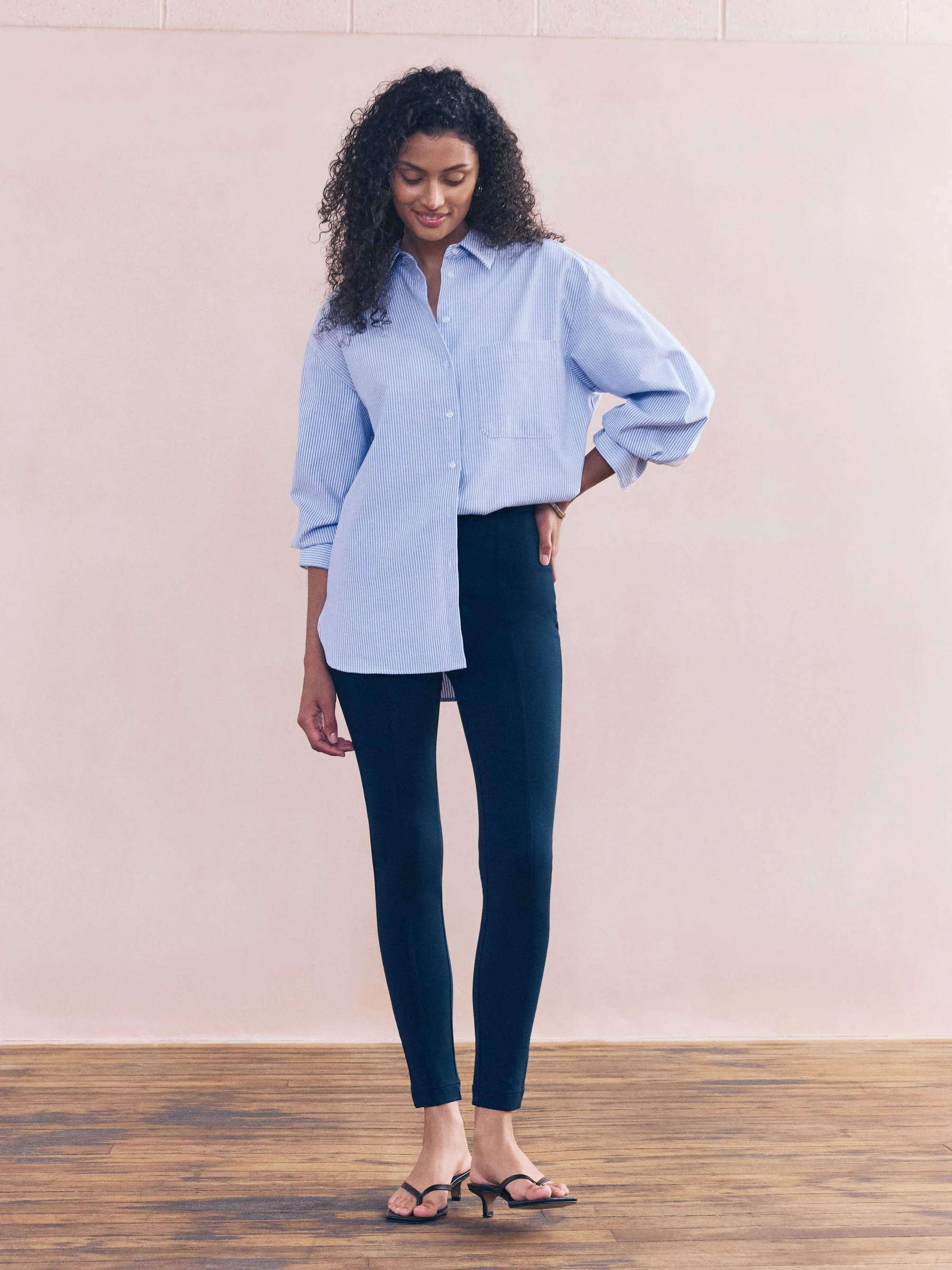 Marineblauw - Legging van ponte-stof