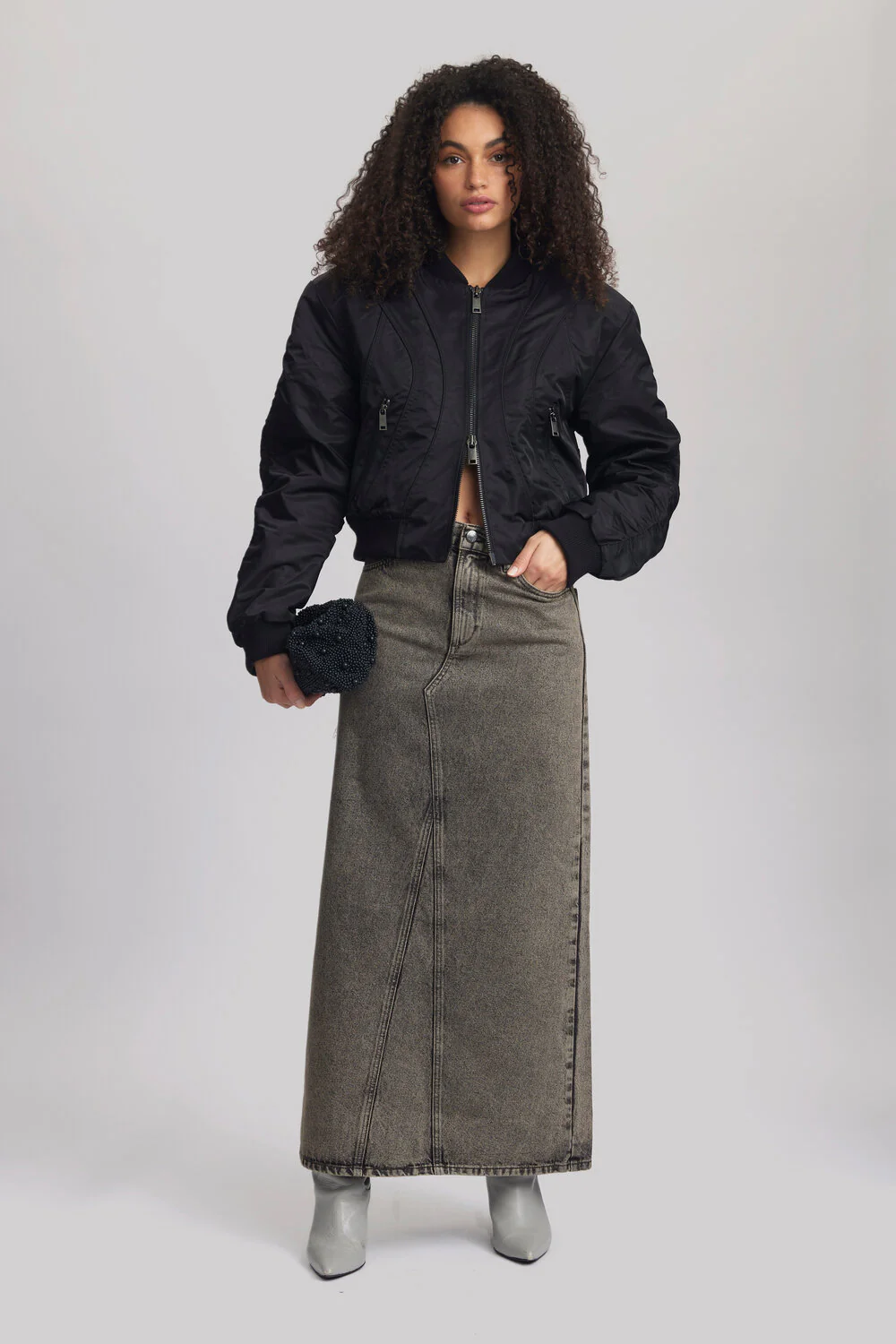 GESTUZ  Philina kort bomber - sort