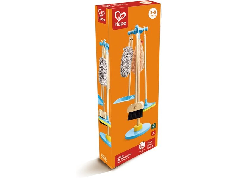 Hape Reinigungs-Spielzeug Clean Up Broom Set Spielzeug-Putzset mit Ordnungsständer