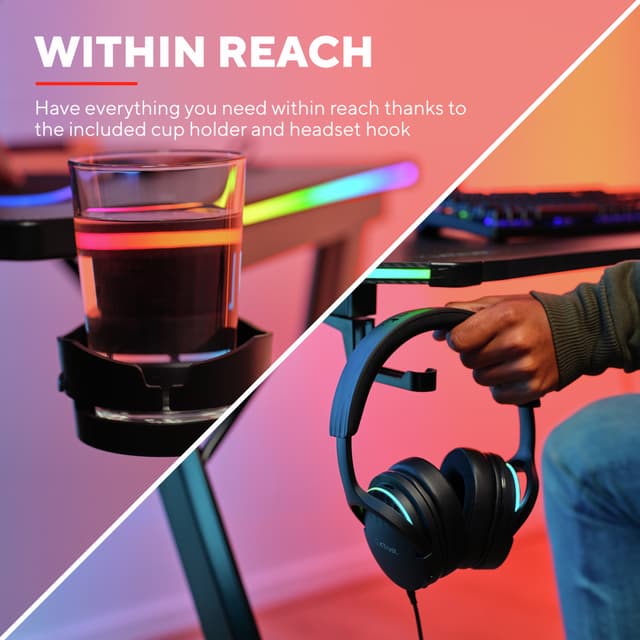 Trust GXT709 LUMINUS RGB gaming skrivebord (sort)