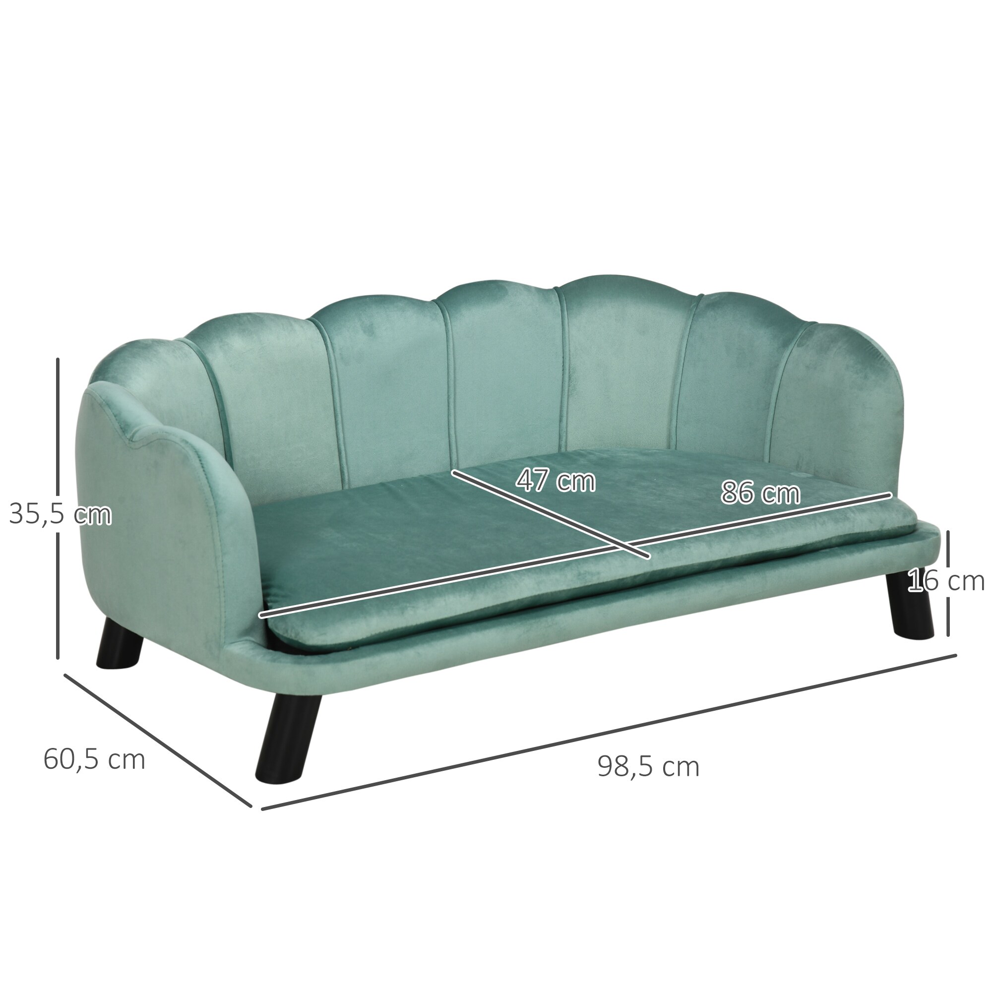 PawHut Hundesofa mit Rückenlehne 98,5B x 60,5T x 35,5H cm