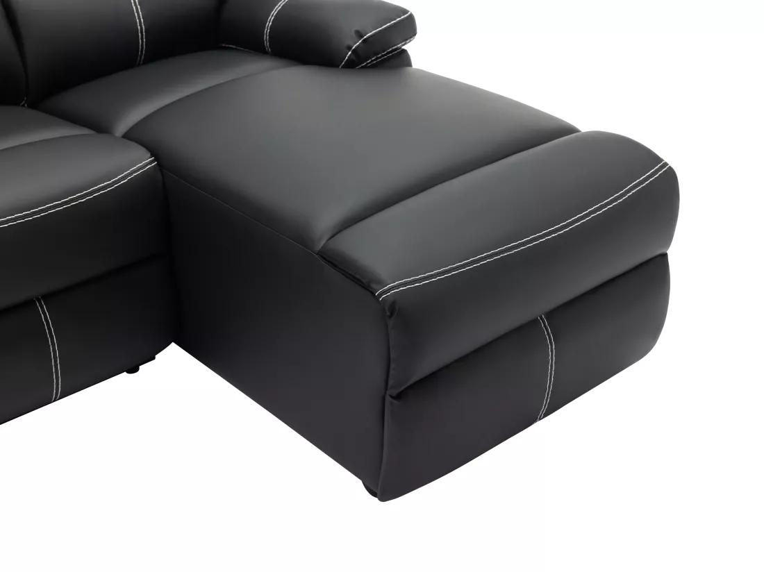 Canapé d'angle droit relax en simili noir CANBY