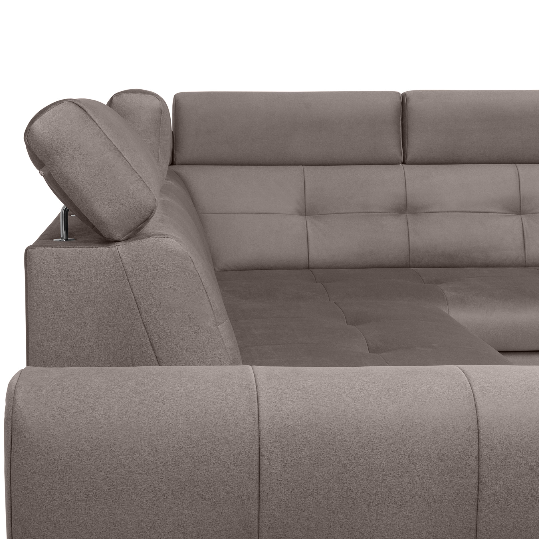 Ecksofa - grey - Velvet - Liegefunktion und Staukasten - Recamiere rechts