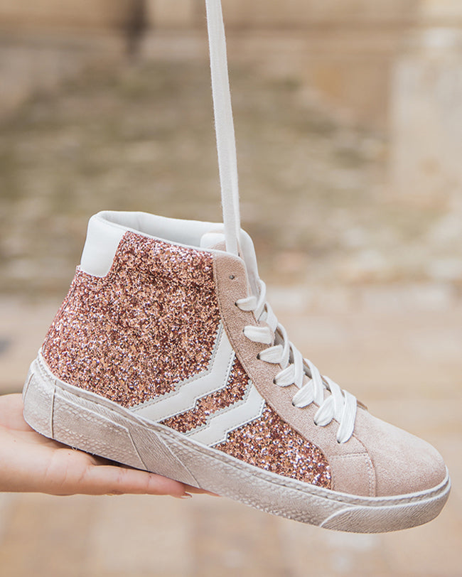Basket femme champagne paillettes montante - CL62 CHAMP
