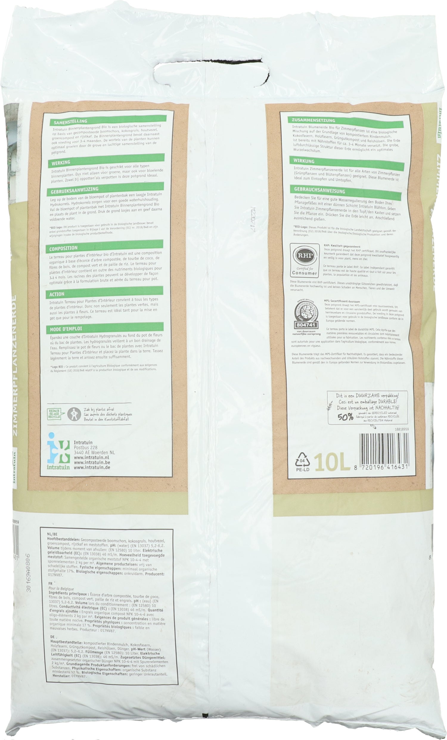 Intratuin binnenplantengrond turfvrij Bio 10 L