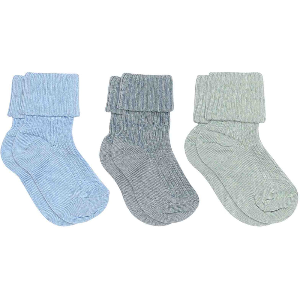 Køb Mp Danmark Dusty Blue Baby strømper i bomuld rib - 3-pak