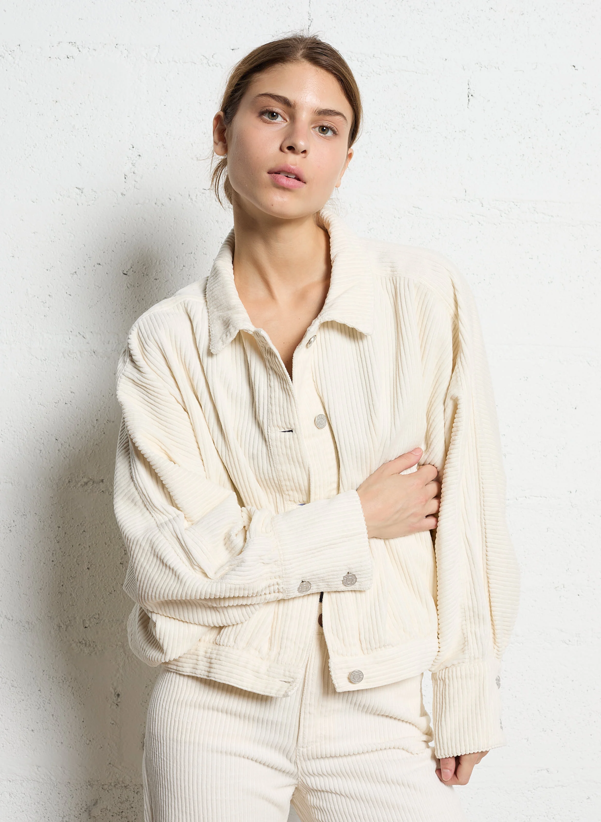 BRON - Veste col classique en coton | Beige