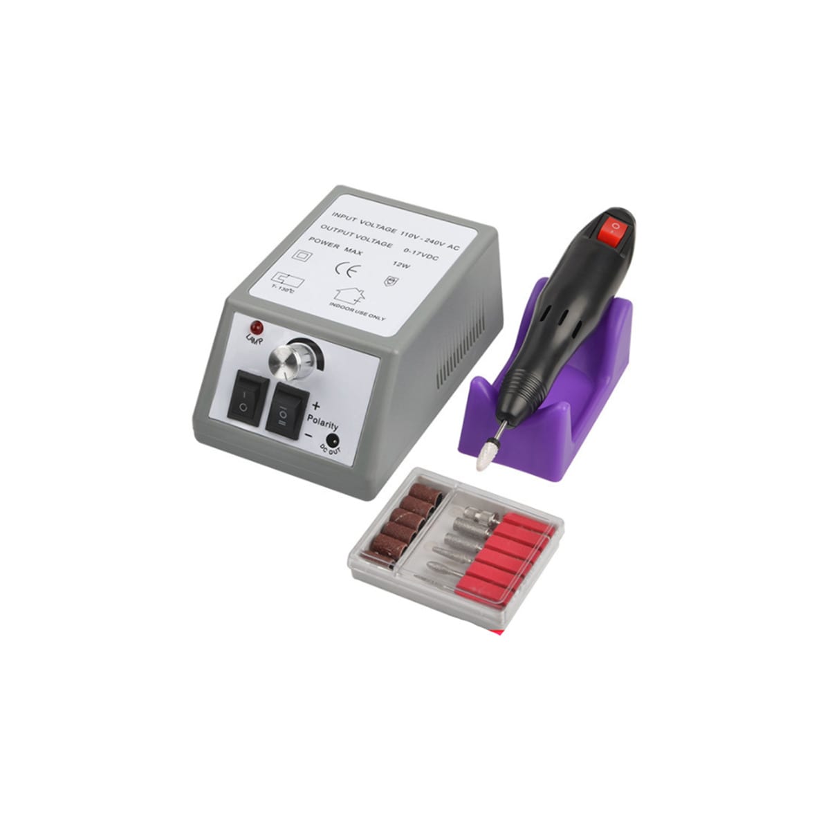Elektrisk neglefil med 12 redskaper for sliping / polering