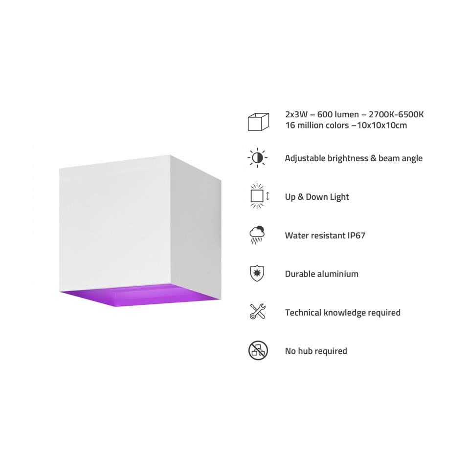 Hombli - Smart Udendørs Væglampe V2, Hvid