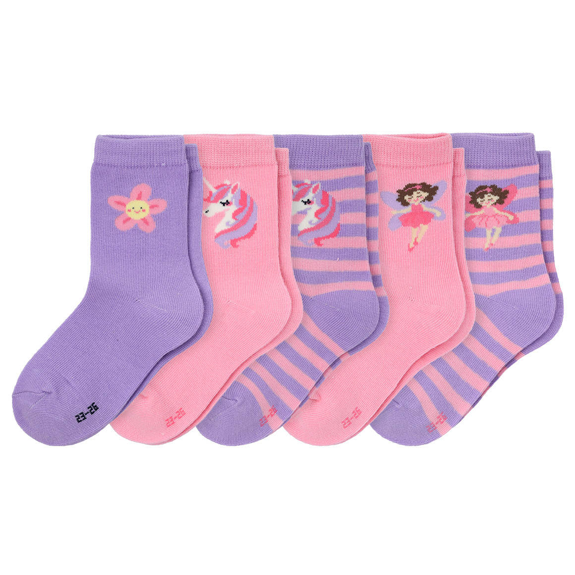 Topolino 5 Paar Mädchen Socken im Set helllila / rosa
