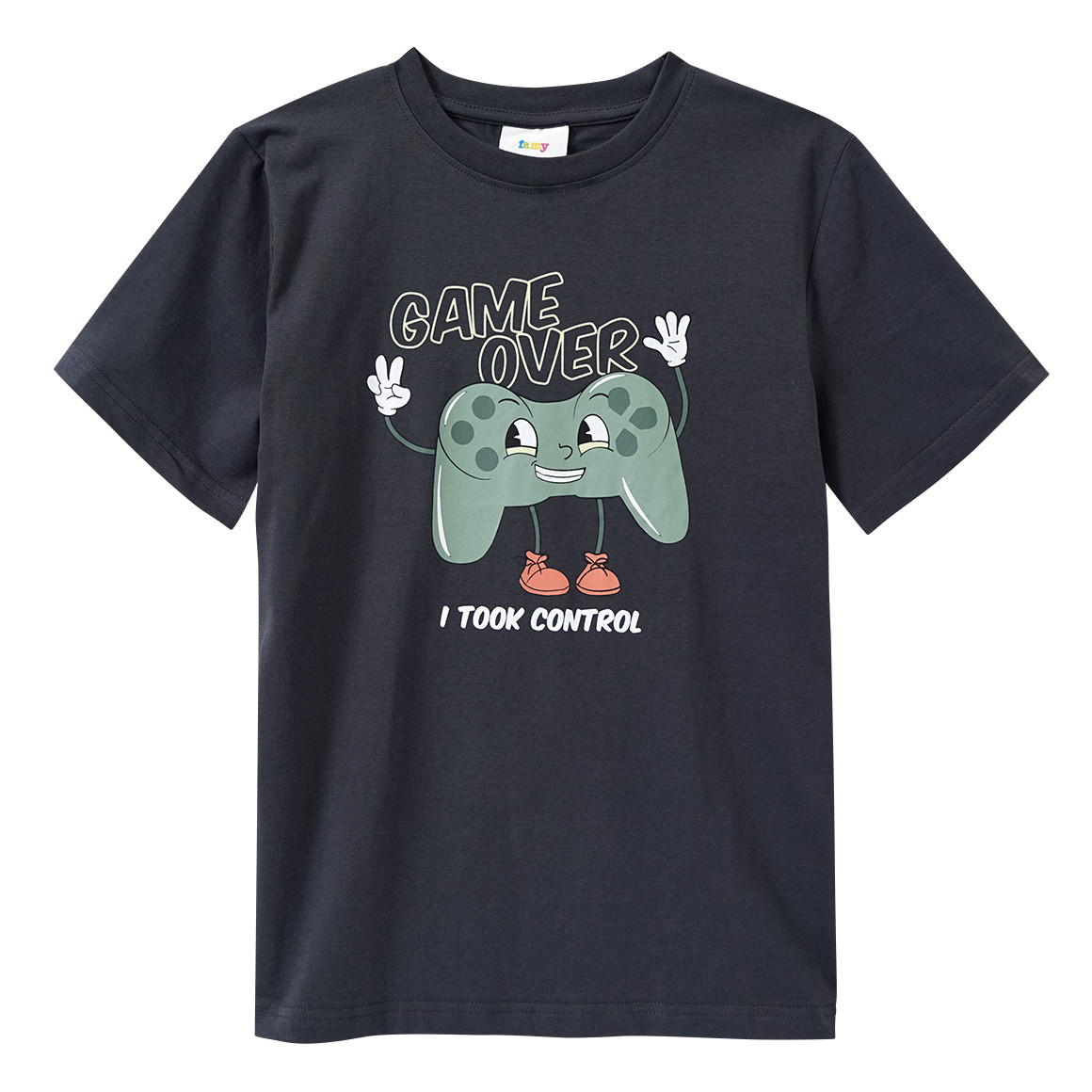 Famy 3 Jungen T-Shirts mit Gaming-Prints dunkelgrau / dunkelgrün / hellgrün