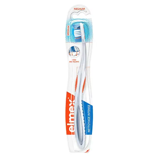 Escova de dentes Elmex de limpeza média-intensa