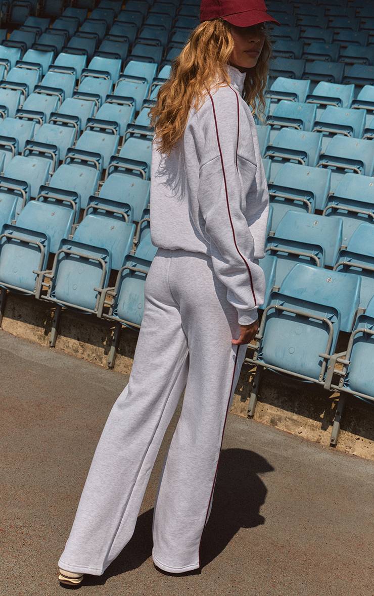 Gris Cendré Joggers Resserrés Avec Passepoil Contrasté Plt