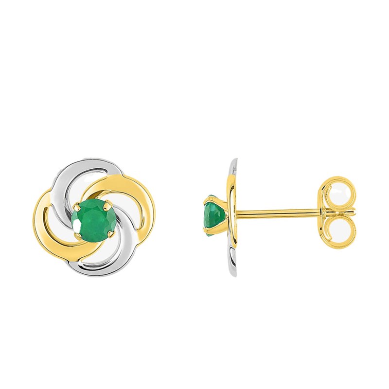 Boucles d'oreilles femme - émeraude - Or 18 Carats