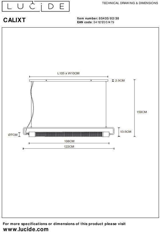Lucide   Calixt Hanglamp