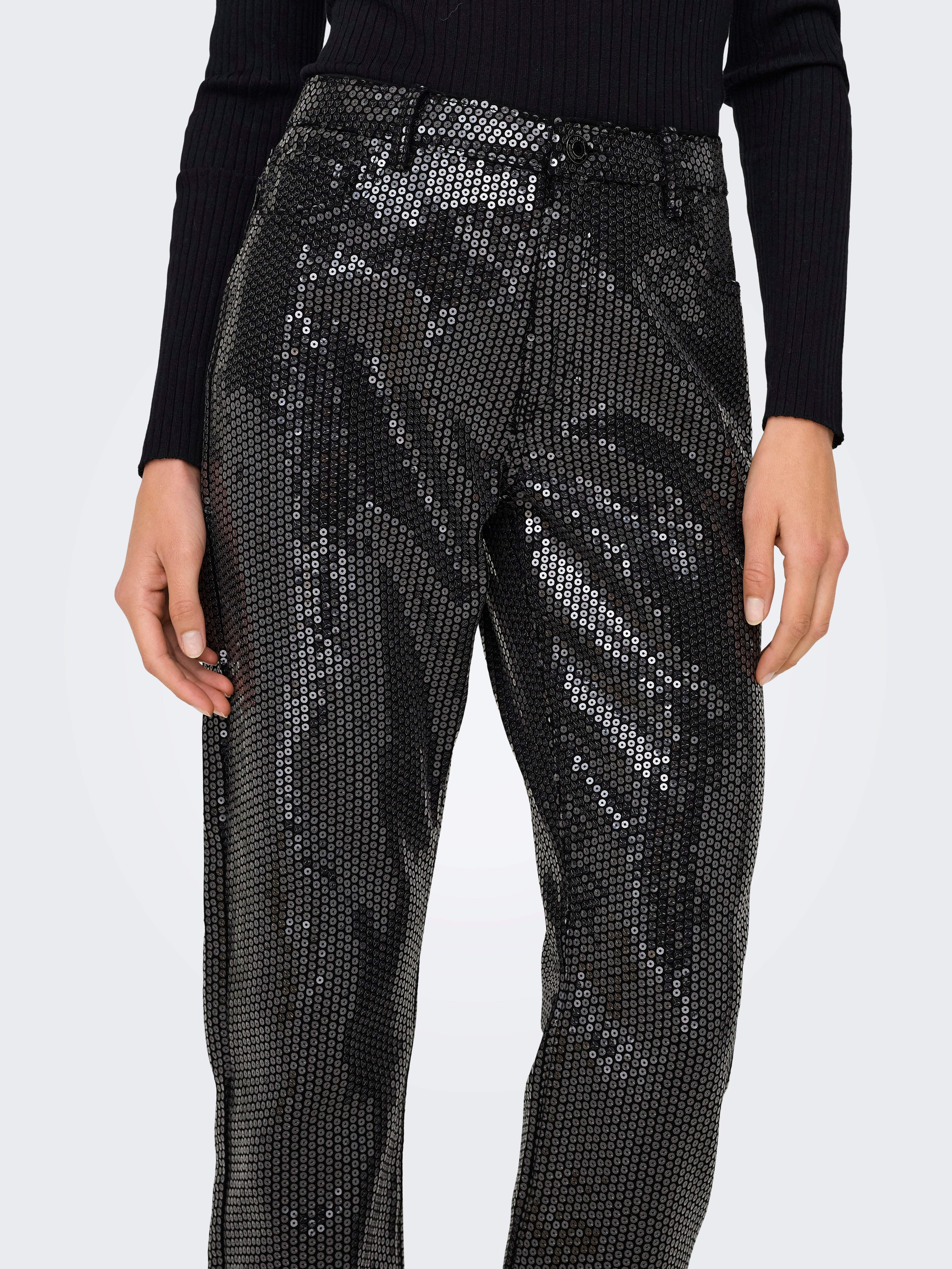 ONLJACI-ZERA Mittlere Taille Gerade geschnitten Hose Black