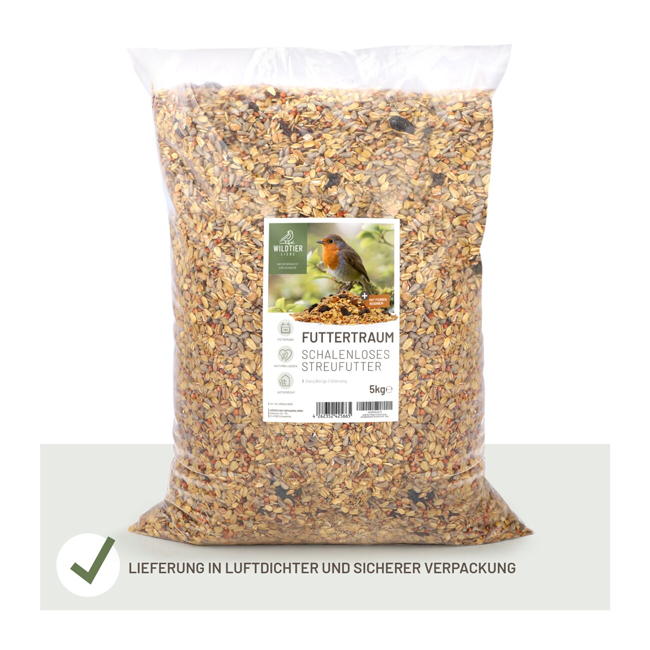 wildtier liebe Futtertraum Schalenloses Vogelfutter 5kg