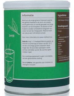 Mattisson HealthStyle BiologischeMatcha Poeder 125GR