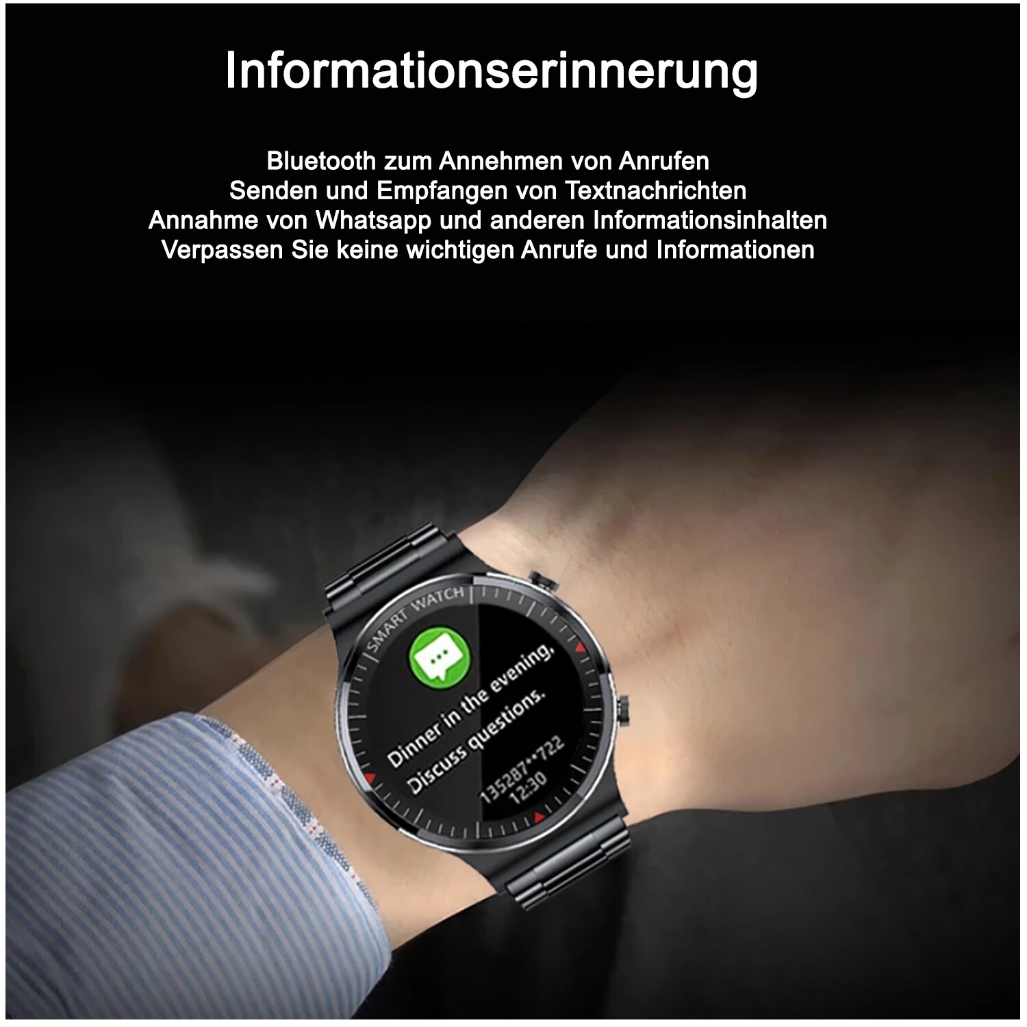 TPFNet Smart Watch / Fitness Tracker IP67 für Damen & Herren - Silikon Armband - Android & IOS - Schwarz