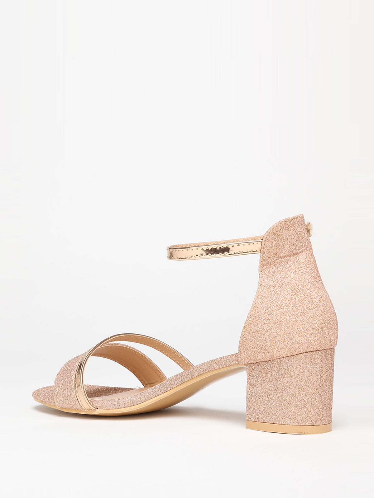 Sandales pailletées et vernies grandes tailles- Doré rose