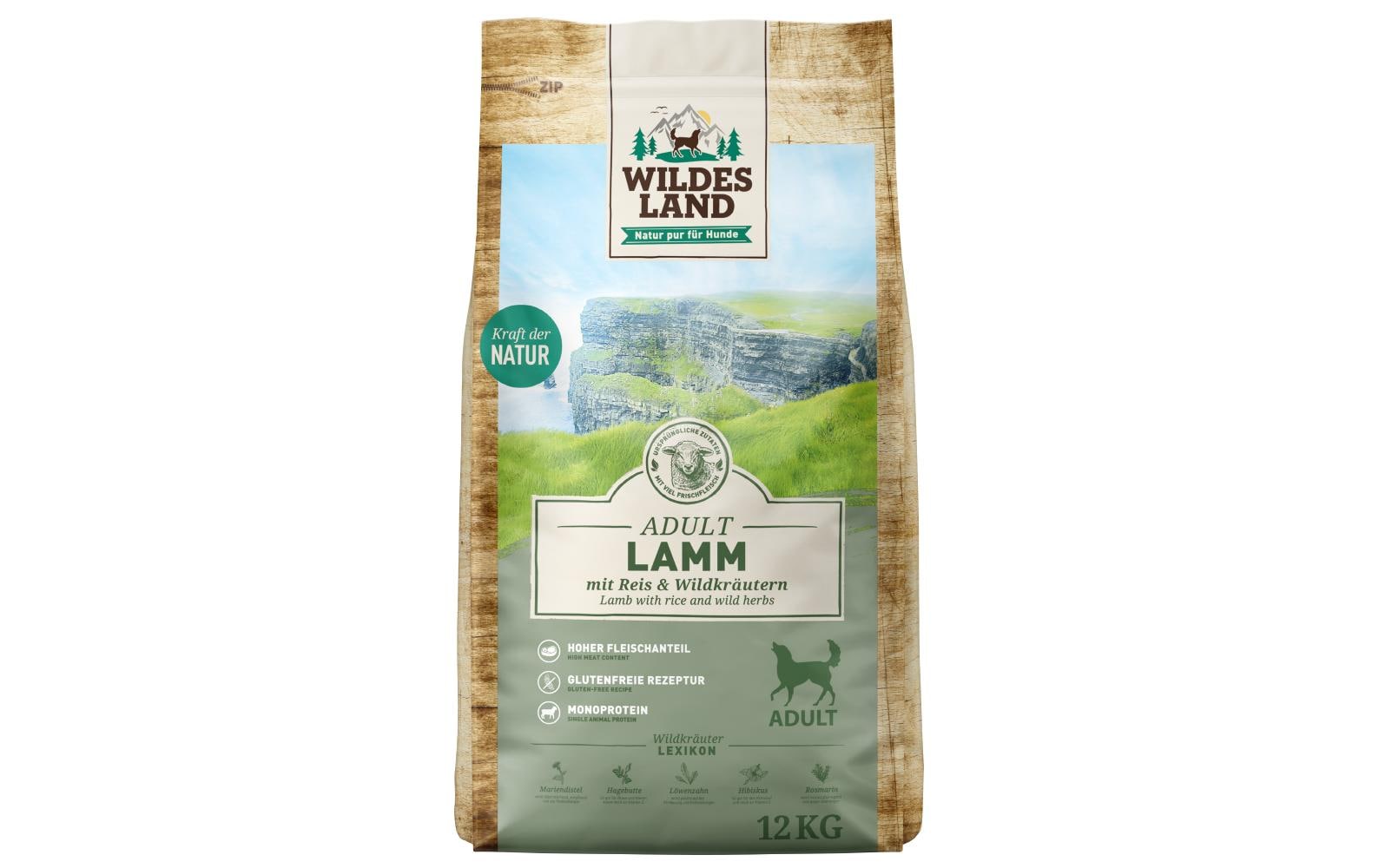 Trockenfutter Lamm mit Reis & Wildkräutern, 12 kgAlleinfutter aus Lammfleisch mit Reis & Wildkräutern