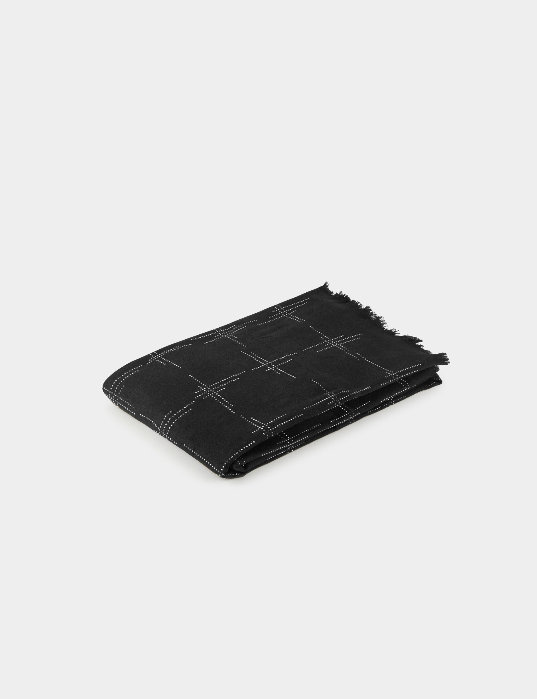 Écharpe avec strass et franges noir femme - noir