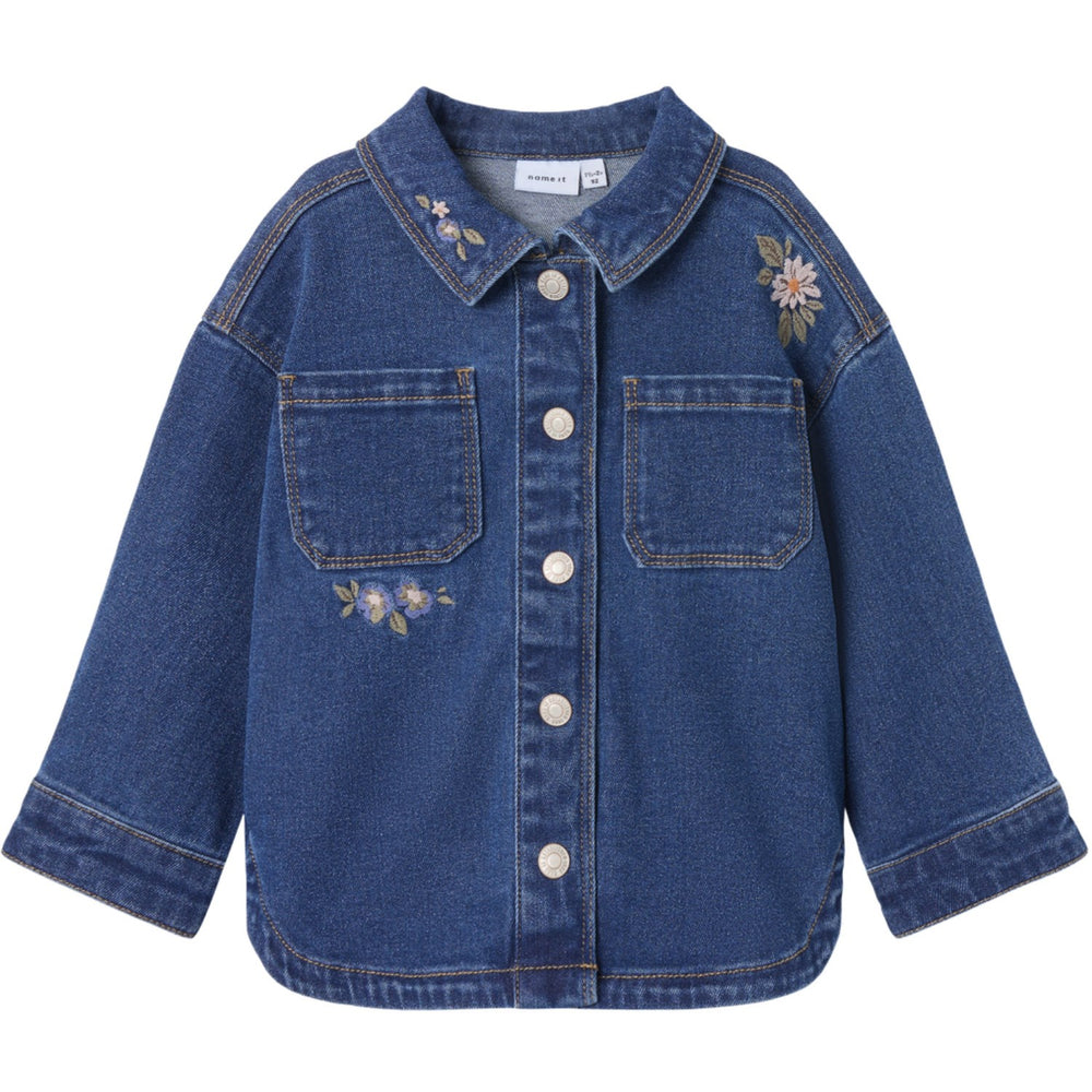 Køb Name It Dark Blue Denim Flower Emb Nmfkara Emb Dnm Jakke 1224-Fr