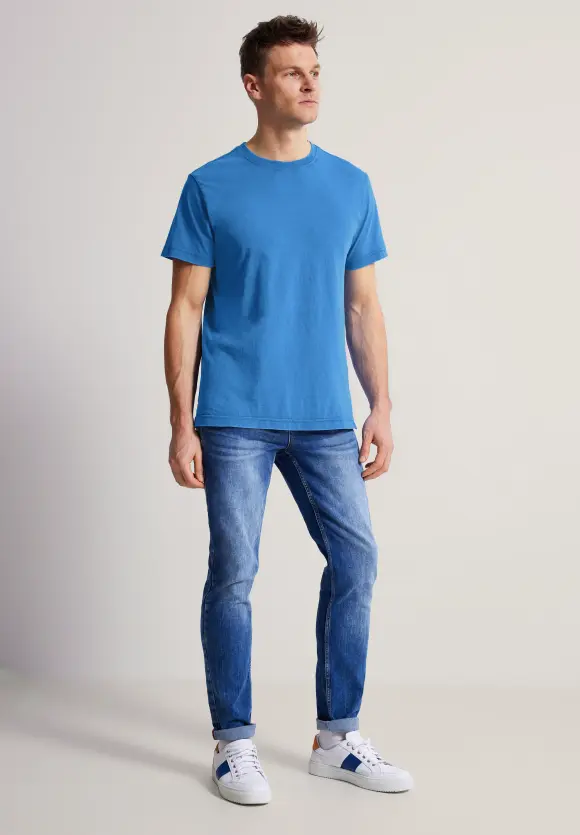 T-Shirt in gewaschener Optik - classic blue